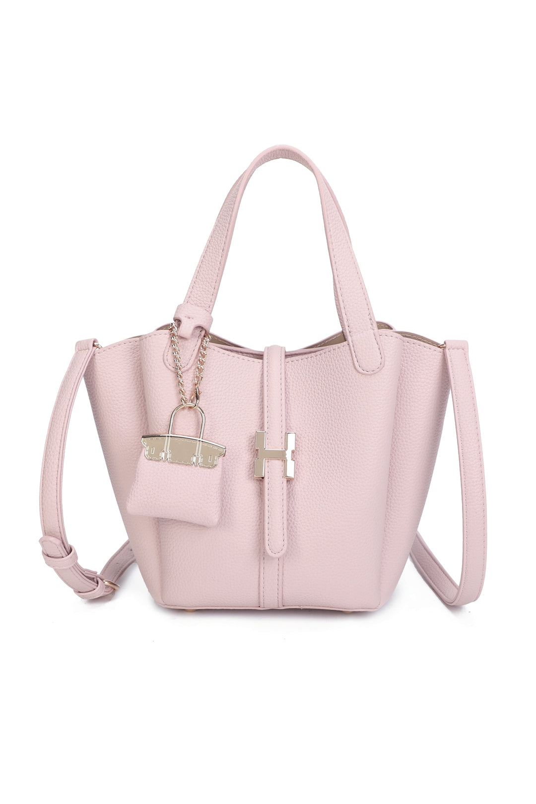 Cyrisse PU Leather Bucket Bag With A Mini Bag Charm - RG51003