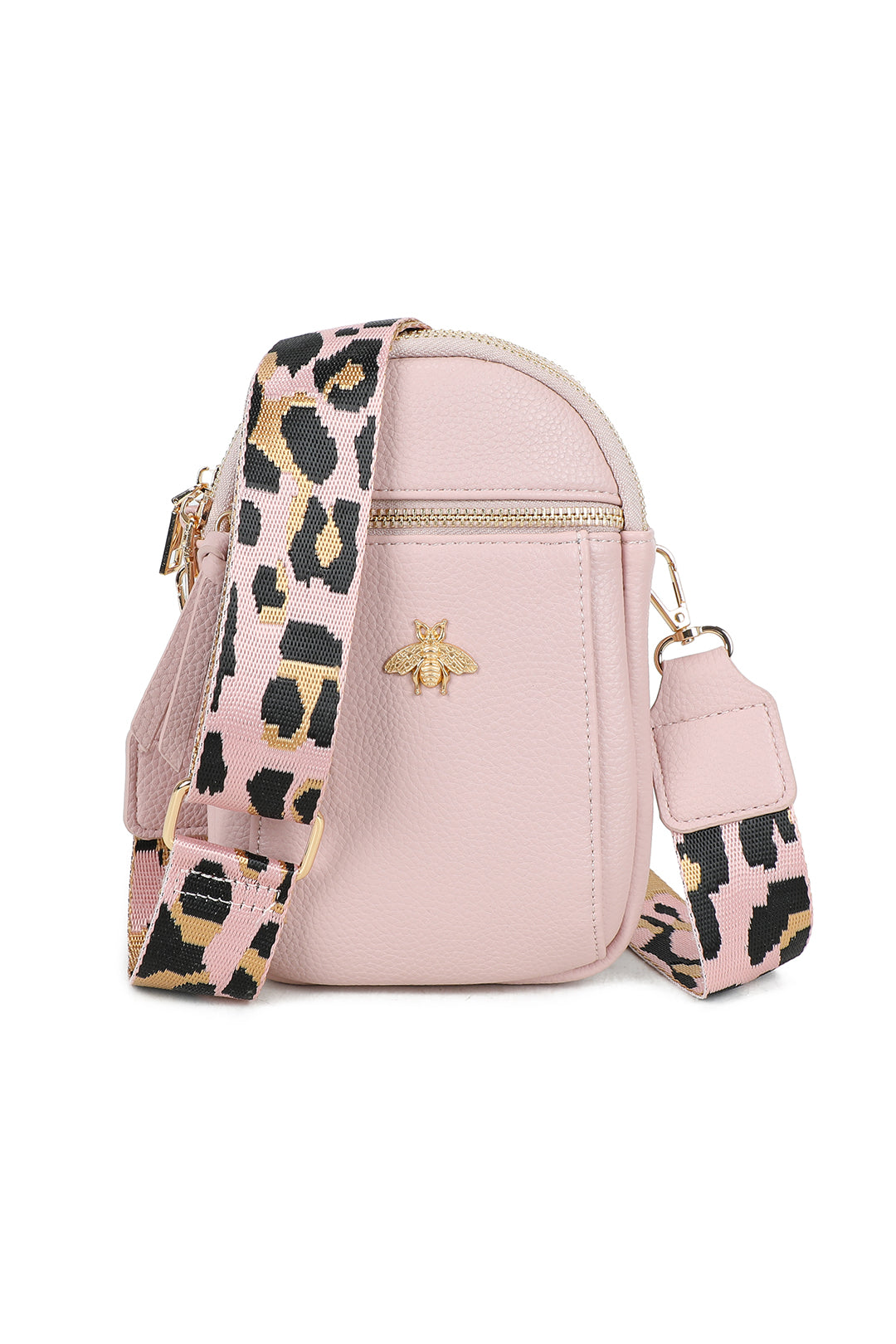 Gabby Bee Badge Triple Pockets Crossbody Phone Bag with Canvas Strap - RB230921