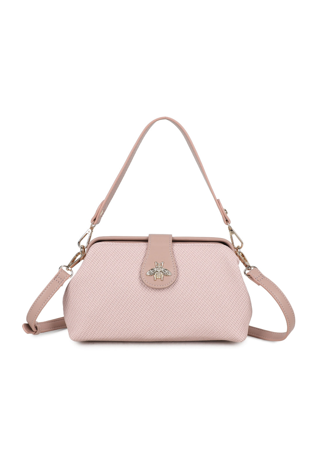 Isold Classic Bee Badge PU Leather Top Handle Crossbody Hobo Bag - RJ241075