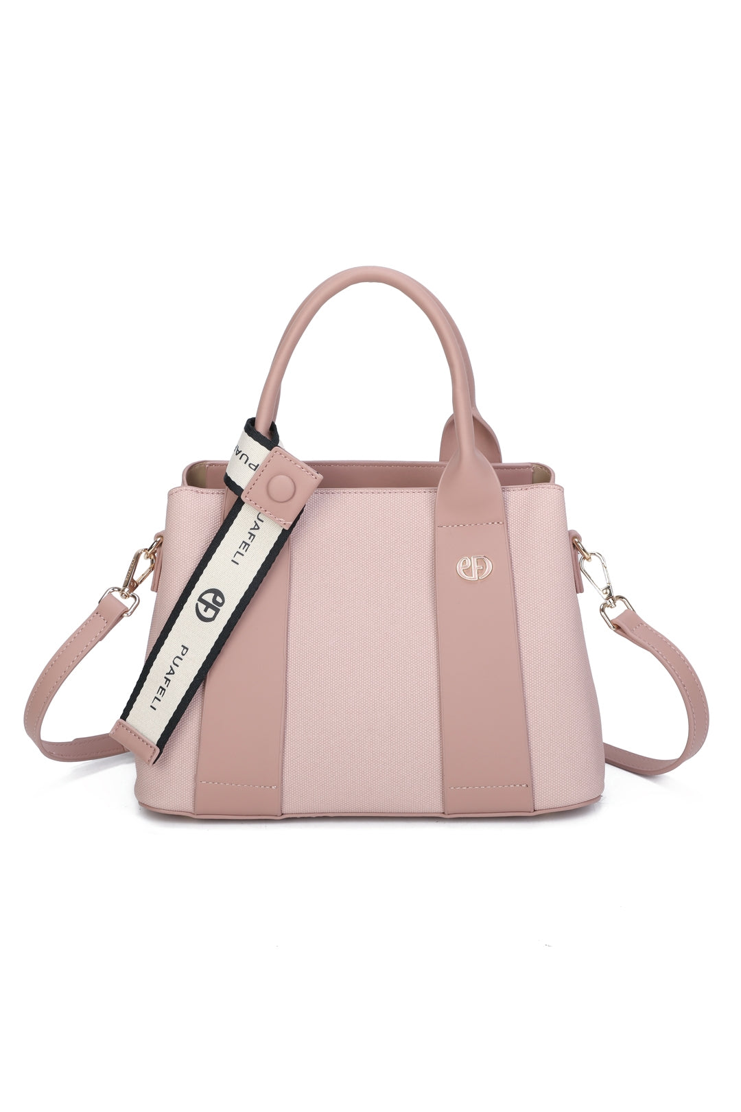 Mori PU Leather Triple Compartment Structured Canvas Top-Handle Tote Bag - RY250972