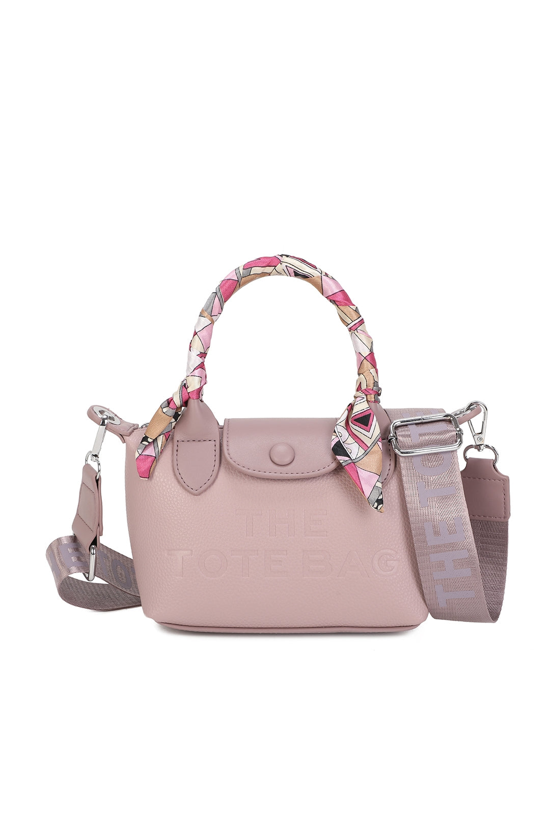 Bronte PU Leather Scarfed Mini Top Handle Tote Bag - RJ260541