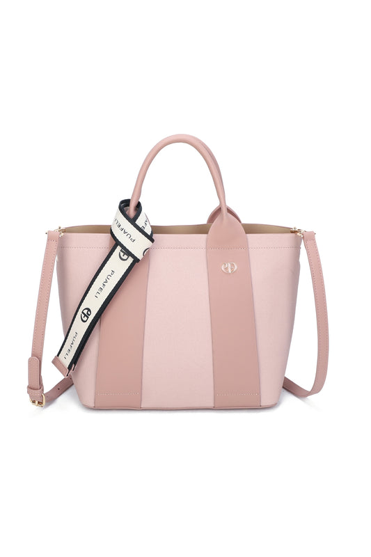 Valmont PU Leather Triple Compartment Structured Canvas Tote Bag - RY250973