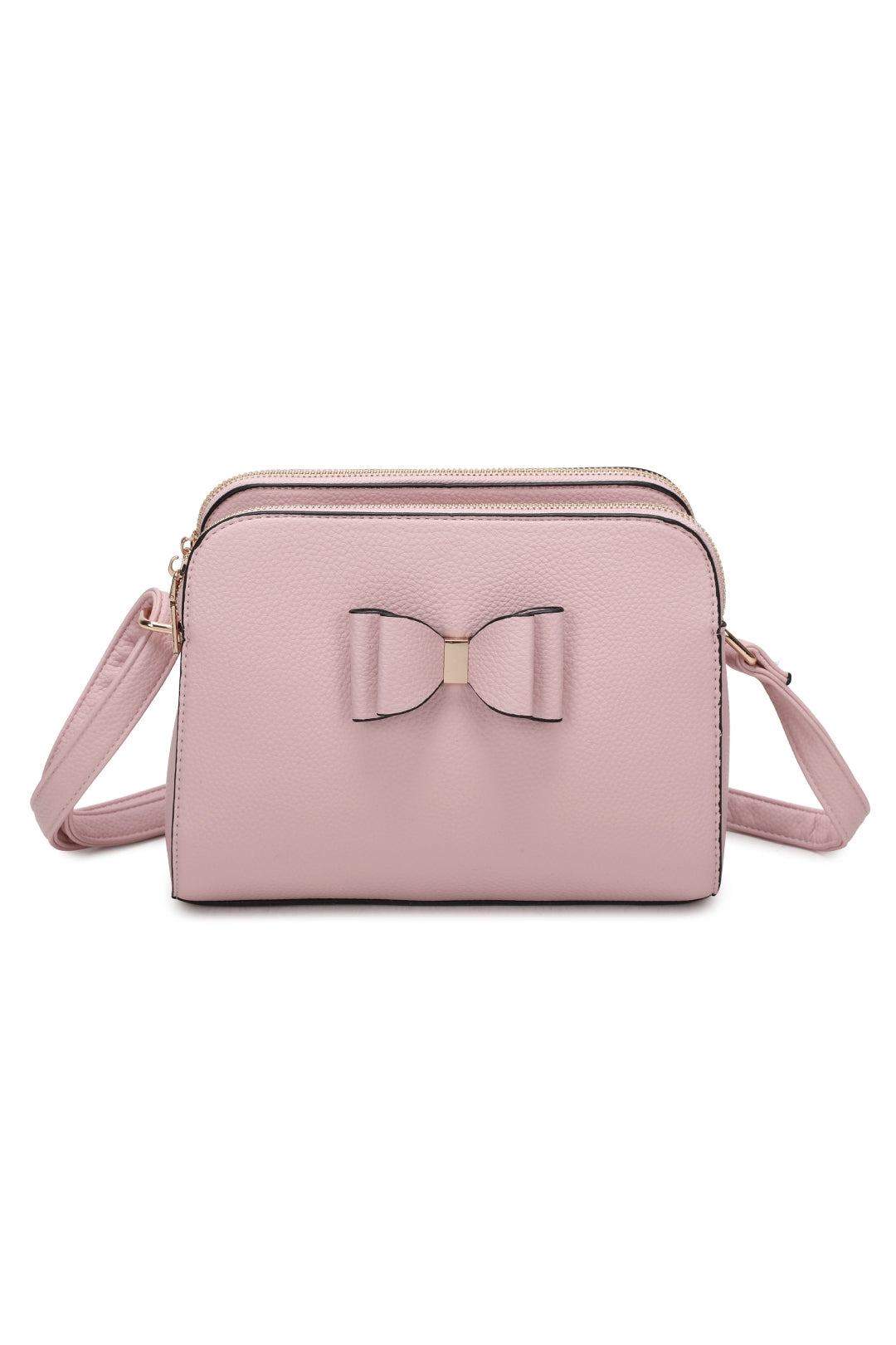 Gabby Triple Zip Tri-Compartments PU Butterfly Bow Crossbody Bag - RB230922