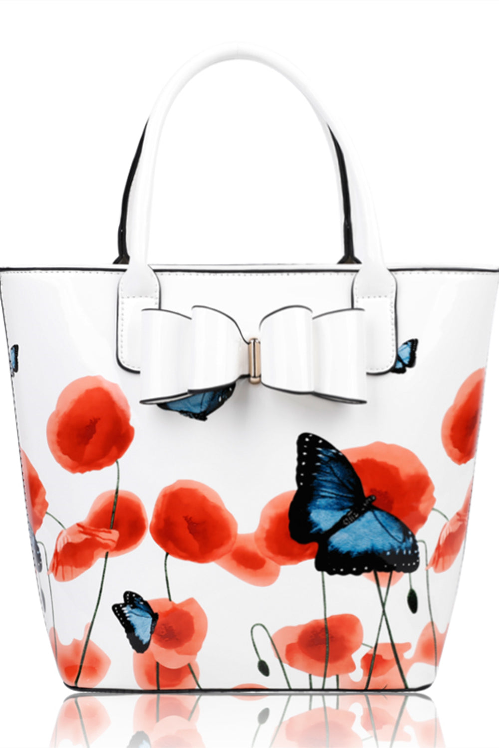 Amapola 2IN1 Poppy Flower & Buttlefly Bucket Shaped Top-Handle Bag With Purse Set - RJ180802