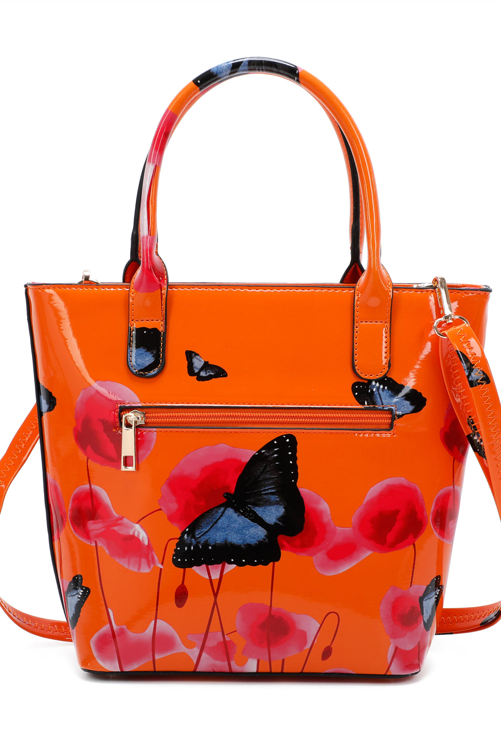 Amapola 2IN1 Poppy Flower & Buttlefly Bucket Shaped Top-Handle Bag With Purse Set - RJ180802