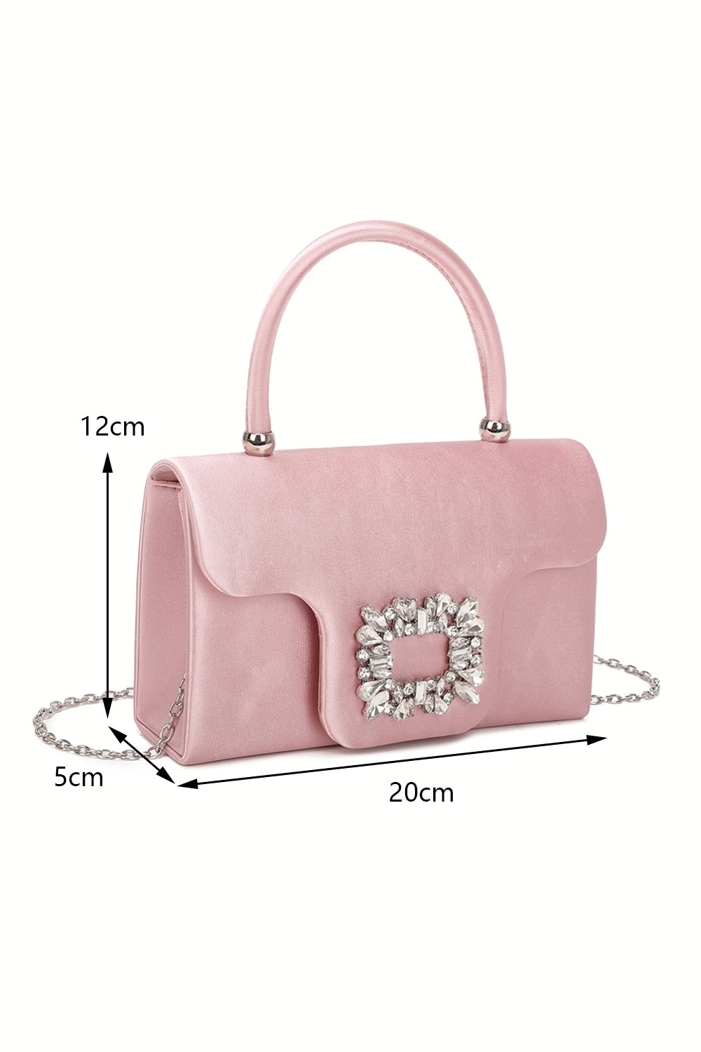 Starlit Satin Top Handle Clutch Bag With Diamond Decoration - RZ2531