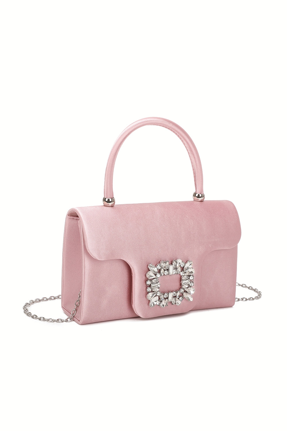 Starlit Satin Top Handle Clutch Bag With Diamond Decoration - RZ2531