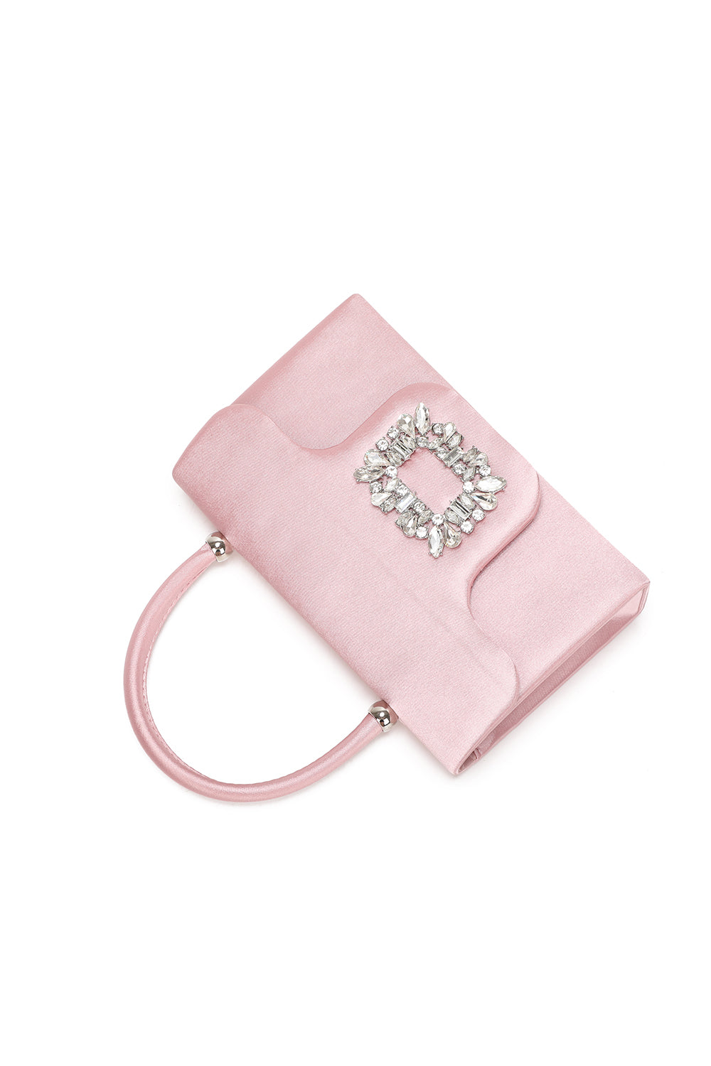 Starlit Satin Top Handle Clutch Bag With Diamond Decoration - RZ2531