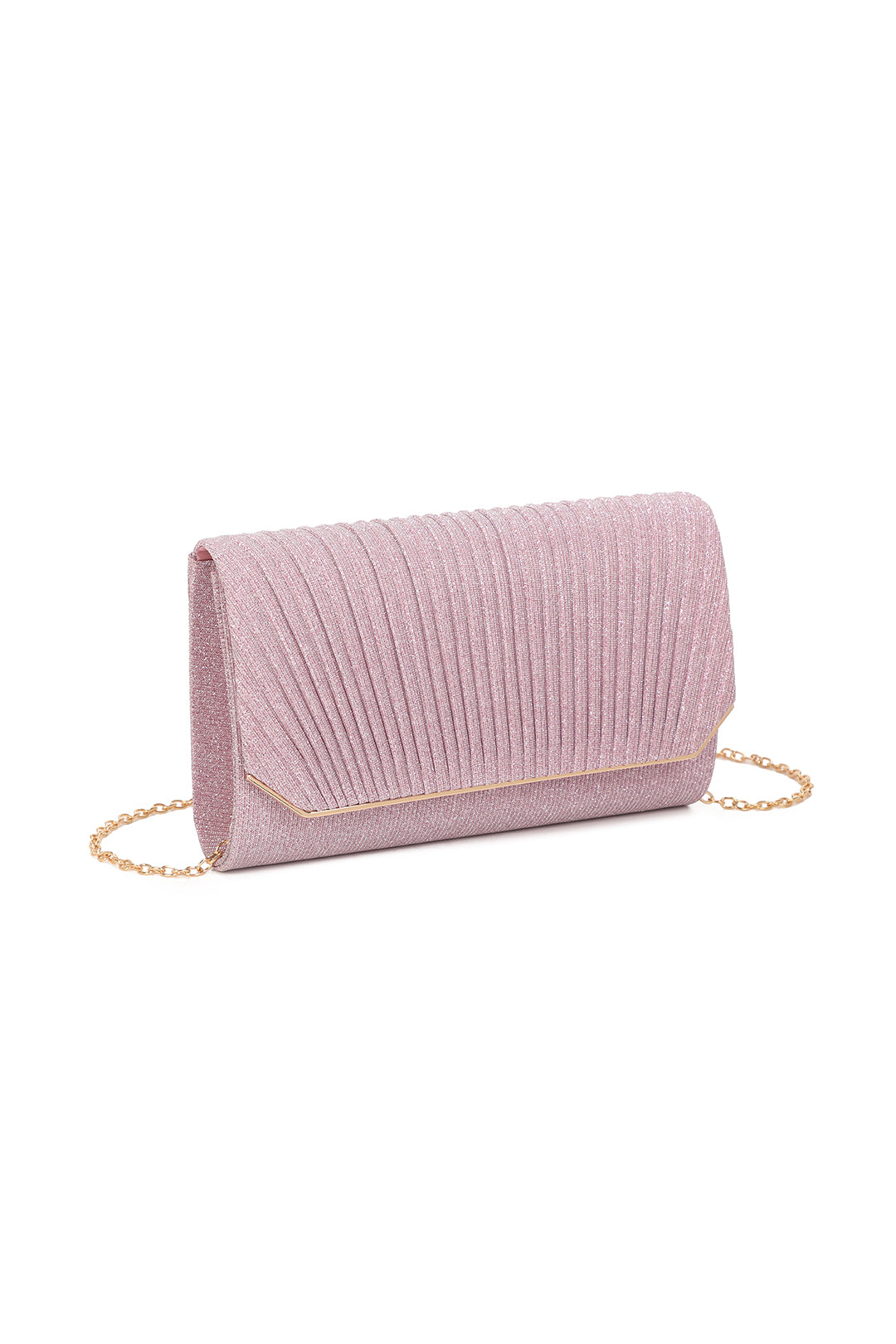 Celinea Glittering Trim Pleated Crossbody Bag With A Metal Chain - RH312
