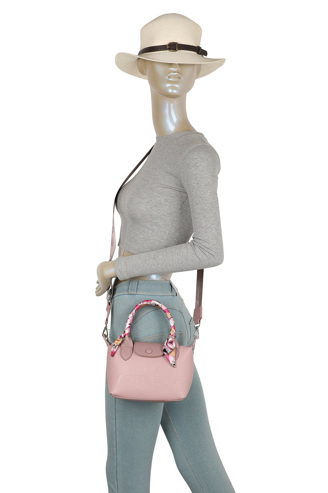 Bronte PU Leather Scarfed Mini Top Handle Tote Bag - RJ260541