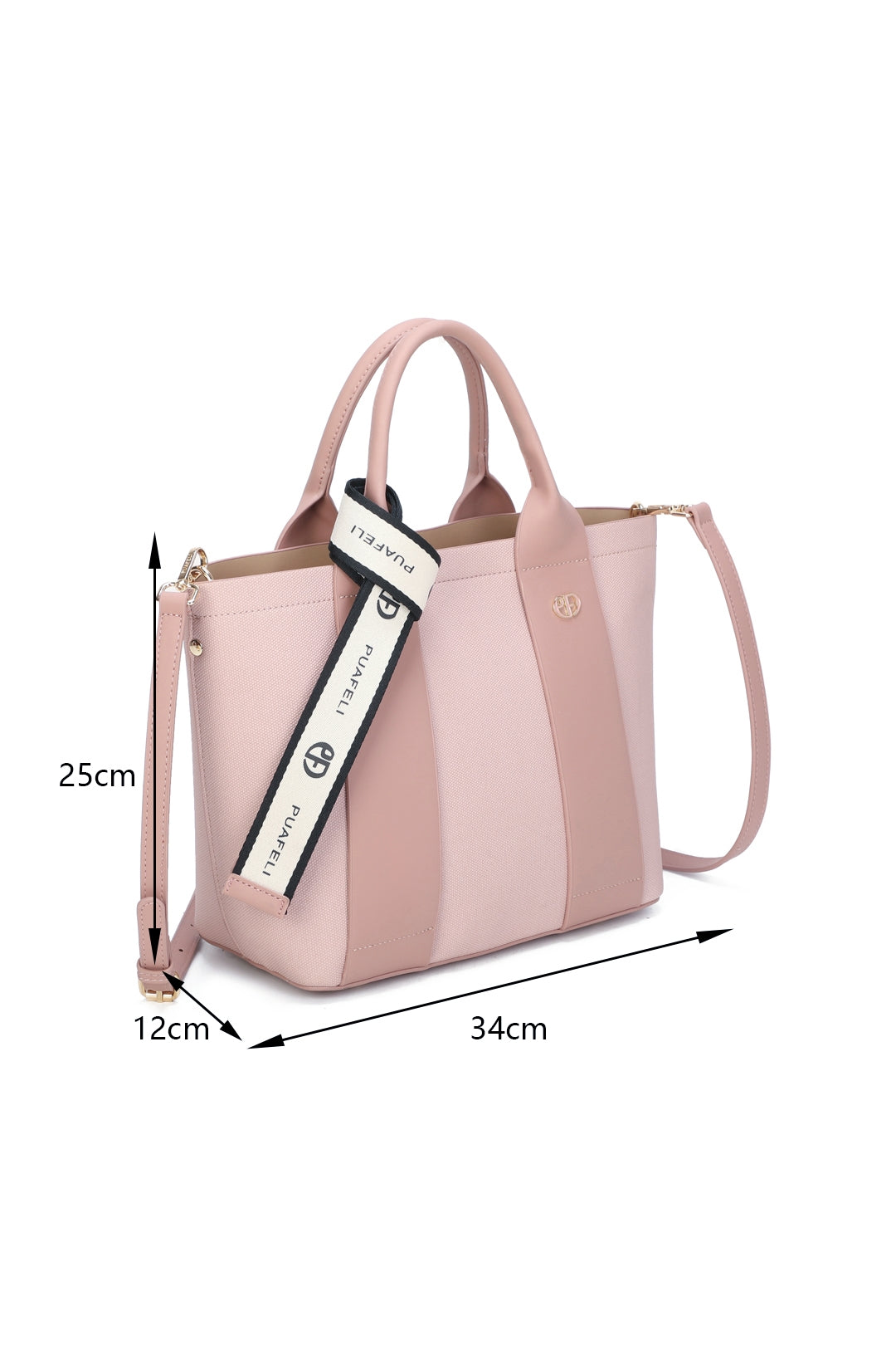 Valmont PU Leather Triple Compartment Structured Canvas Tote Bag - RY250973
