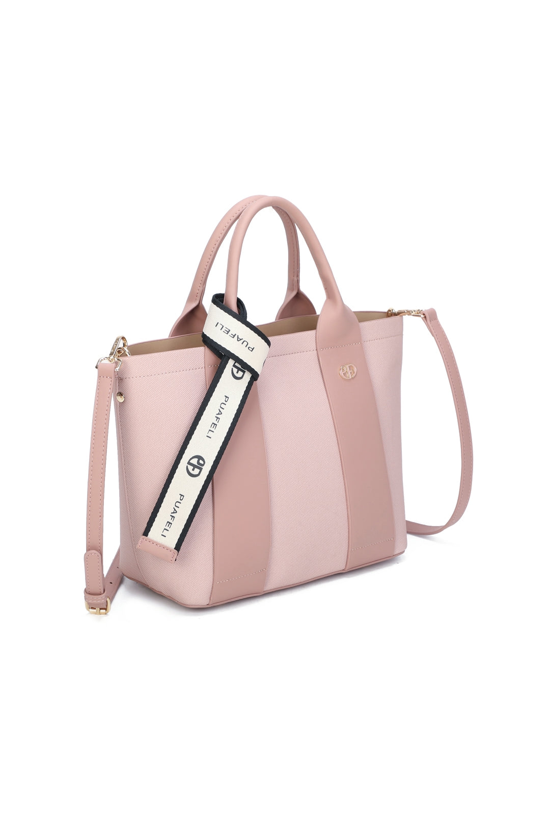 Valmont PU Leather Triple Compartment Structured Canvas Tote Bag - RY250973