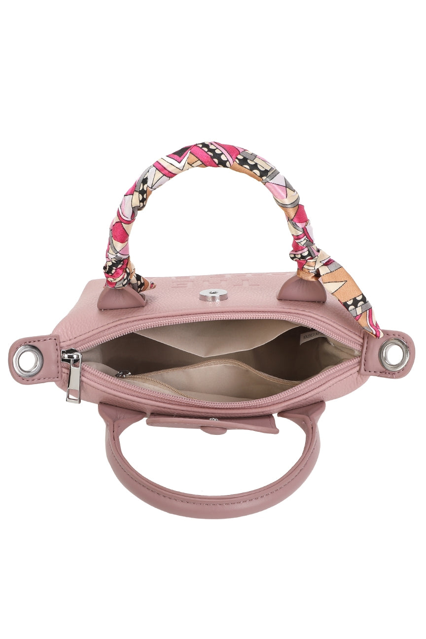Bronte PU Leather Scarfed Mini Top Handle Tote Bag - RJ260541