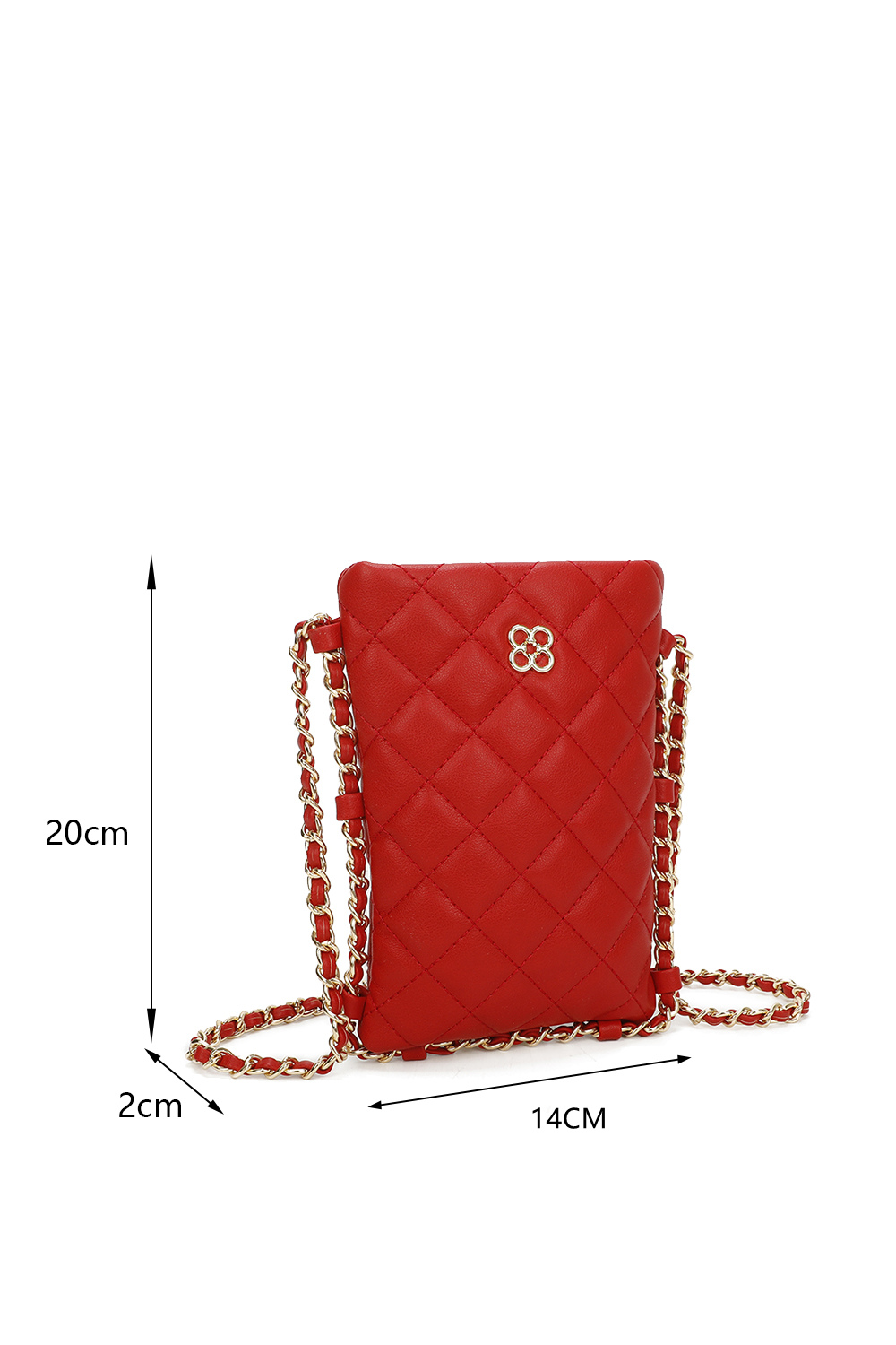 Clover Quilted Diamond Patterned Mini PU Leather Vertical Crossbody Bag