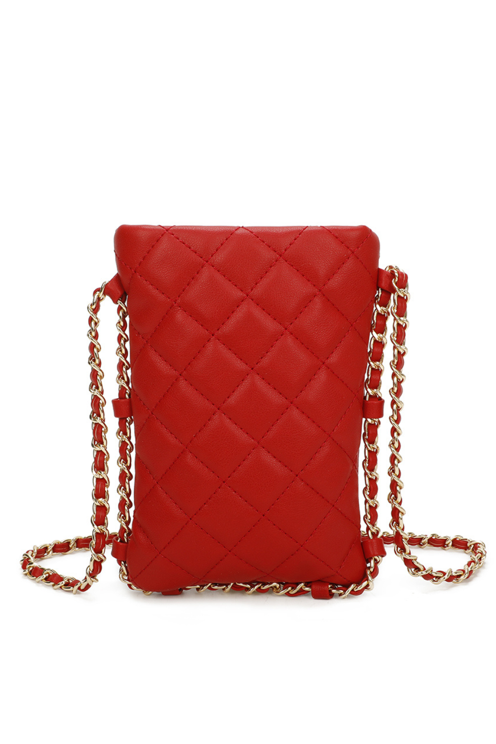 Clover Quilted Diamond Patterned Mini PU Leather Vertical Crossbody Bag