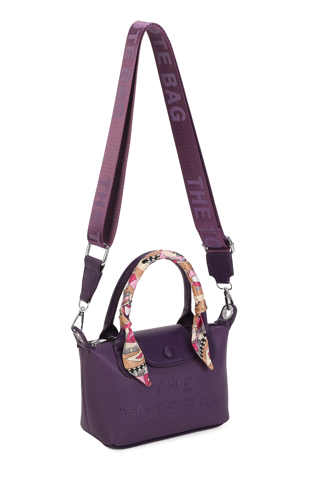 Bronte PU Leather Scarfed Mini Top Handle Tote Bag - RJ260541