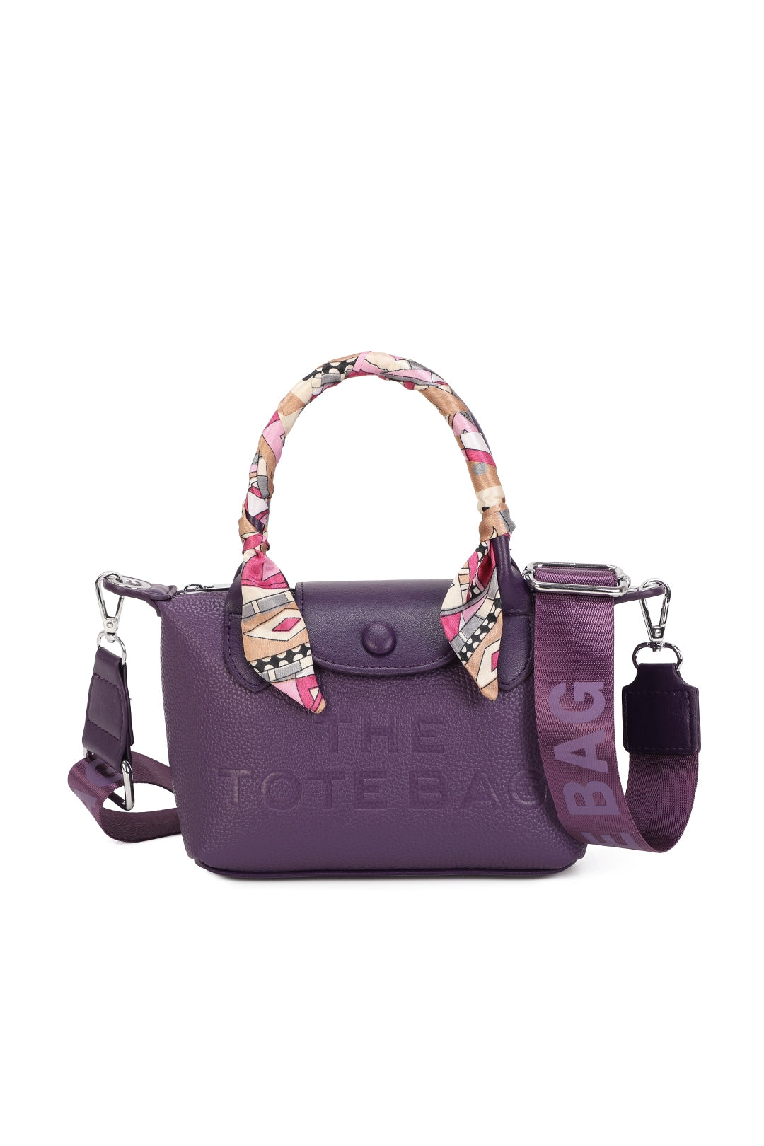 Bronte PU Leather Scarfed Mini Top Handle Tote Bag - RJ260541