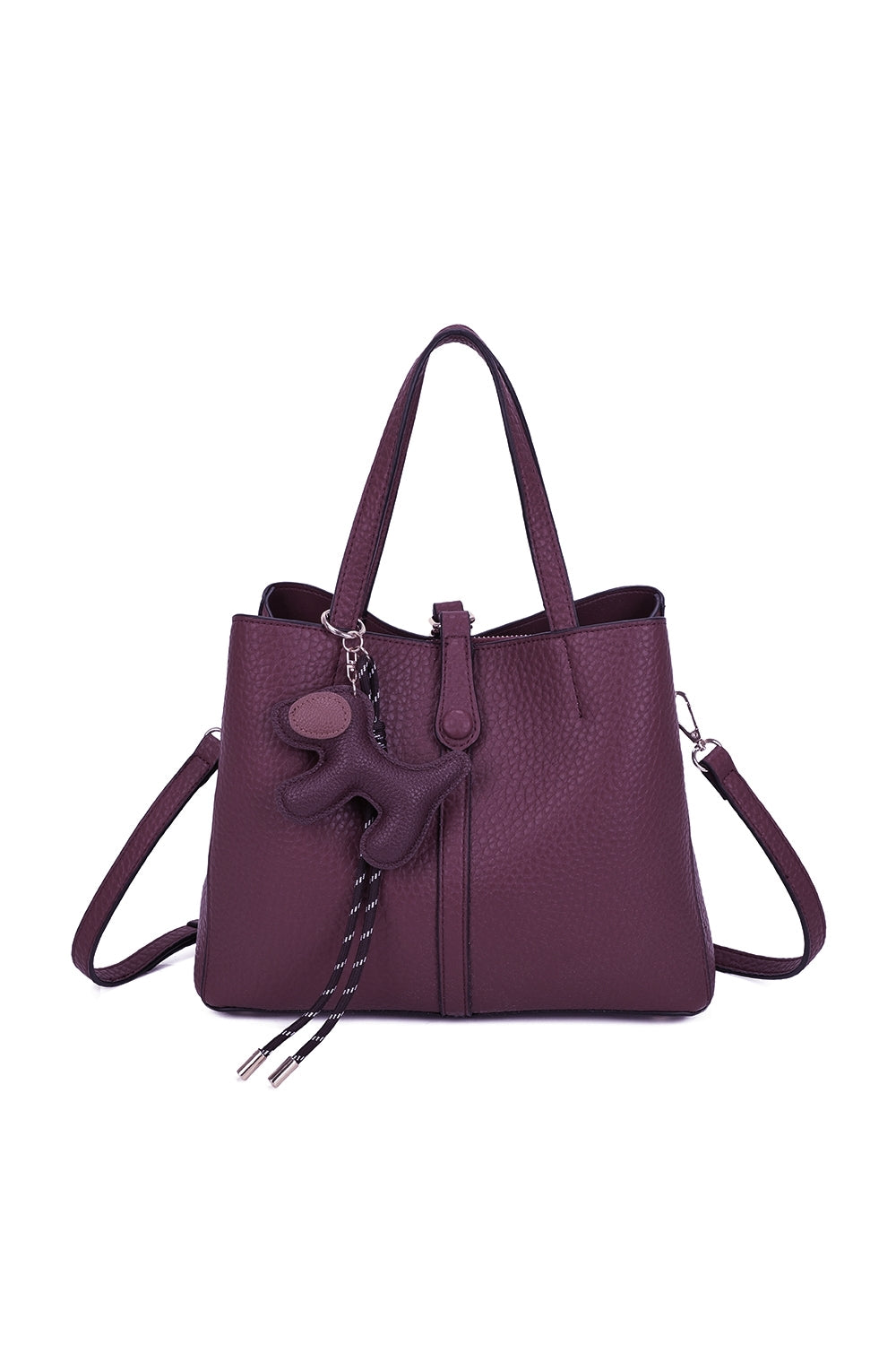 Bella PU Leather Triple Compartment HandBag With A Dog Charm - RB250468