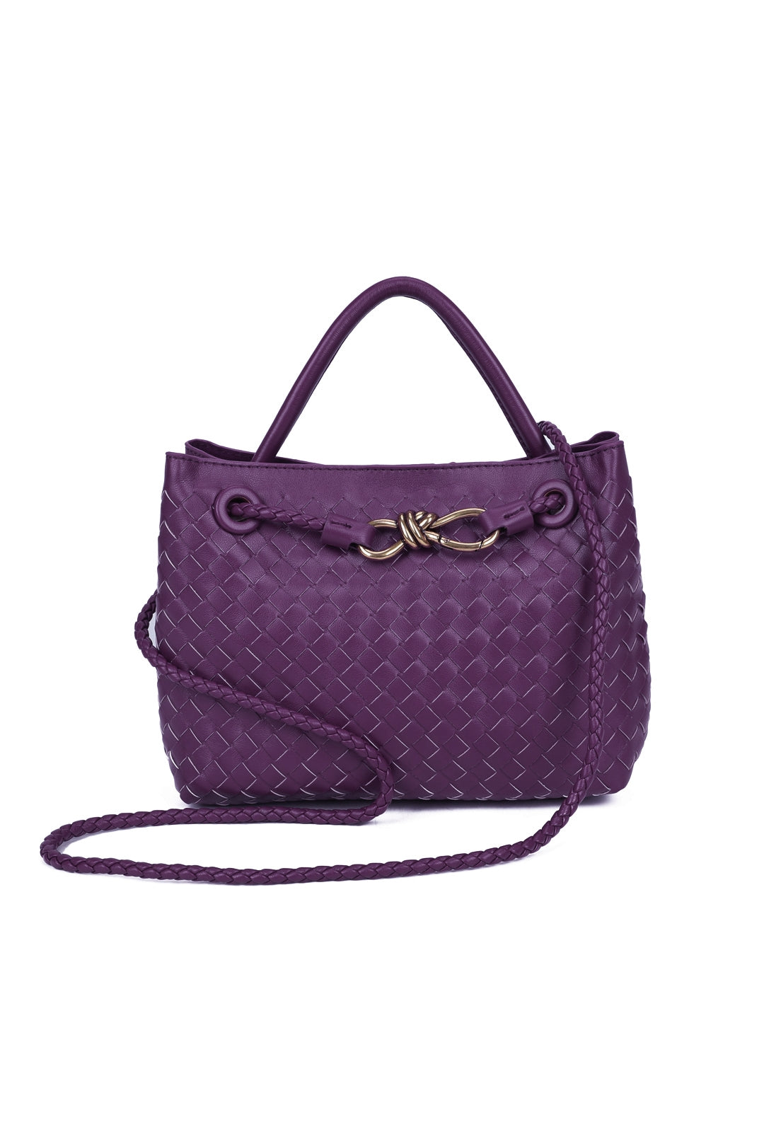 Mirelle Hand-woven Top-Handle Tote Bag With Bronze Knot Detail - RX26402