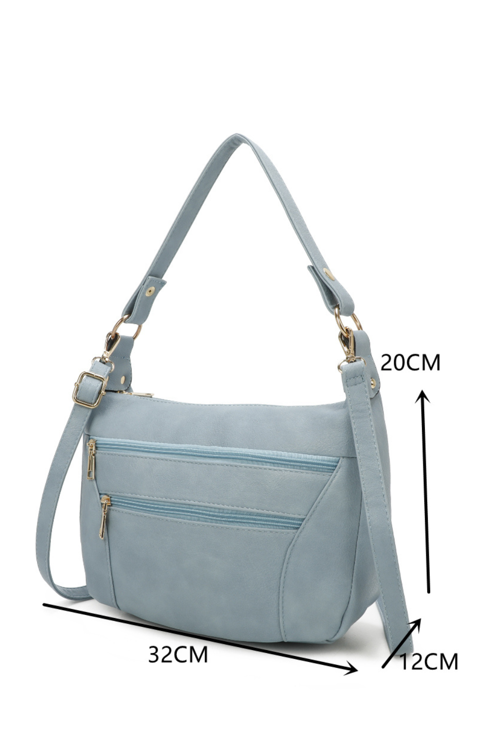 Sims Quadruple Zipped PU Leather Crossbody Shoulder Bag