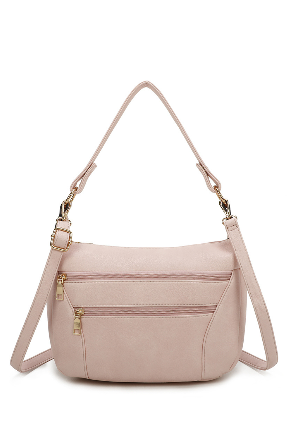 Sims Quadruple Zipped PU Leather Crossbody Shoulder Bag