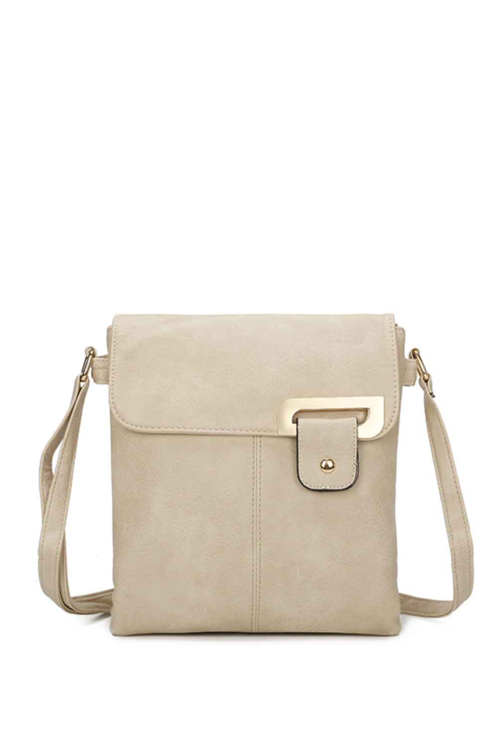 Clasico Gold Accent Buckle Crossbody Messenger Bag