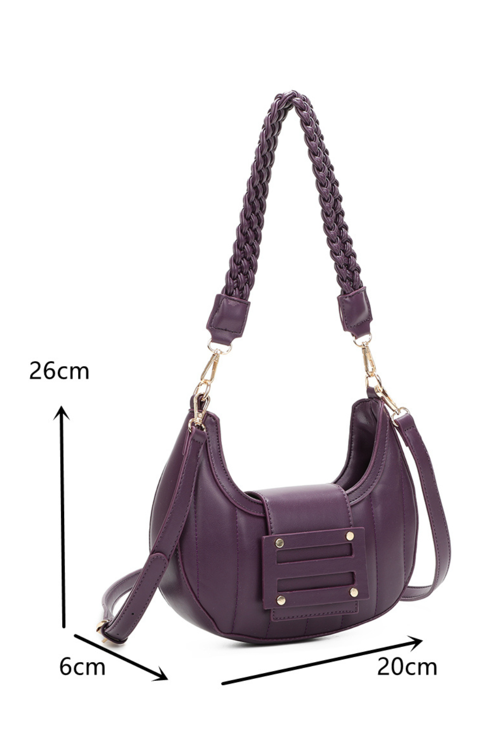 Lua Crescent Shaped PU Leather Shoulder Bag with Knotted Strap