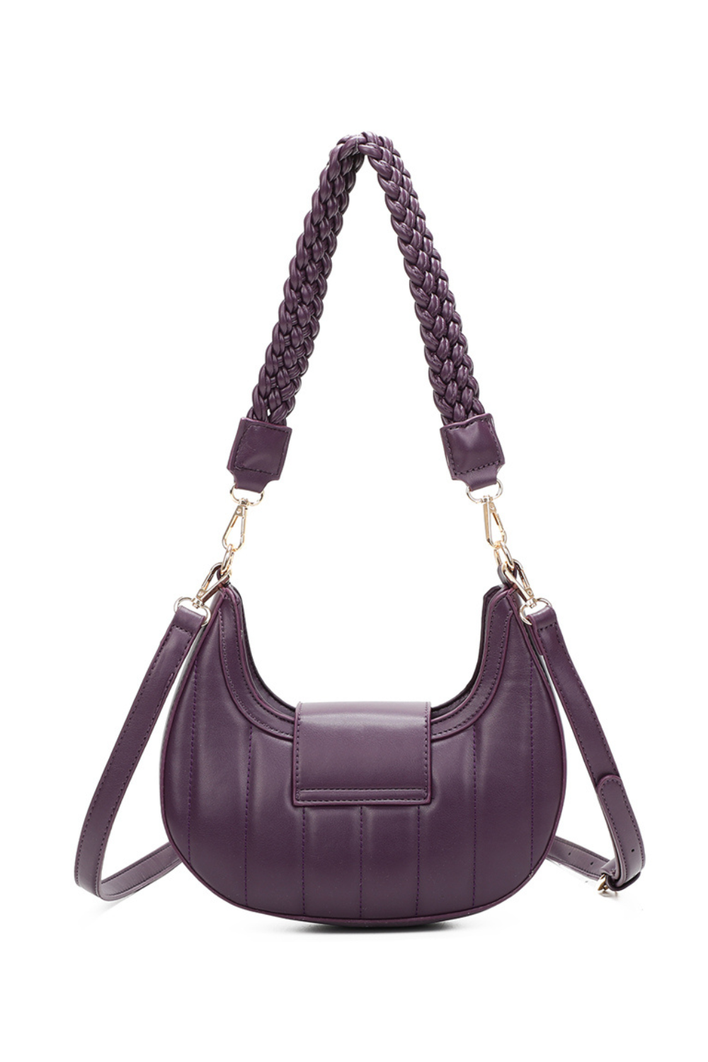 Lua Crescent Shaped PU Leather Shoulder Bag with Knotted Strap