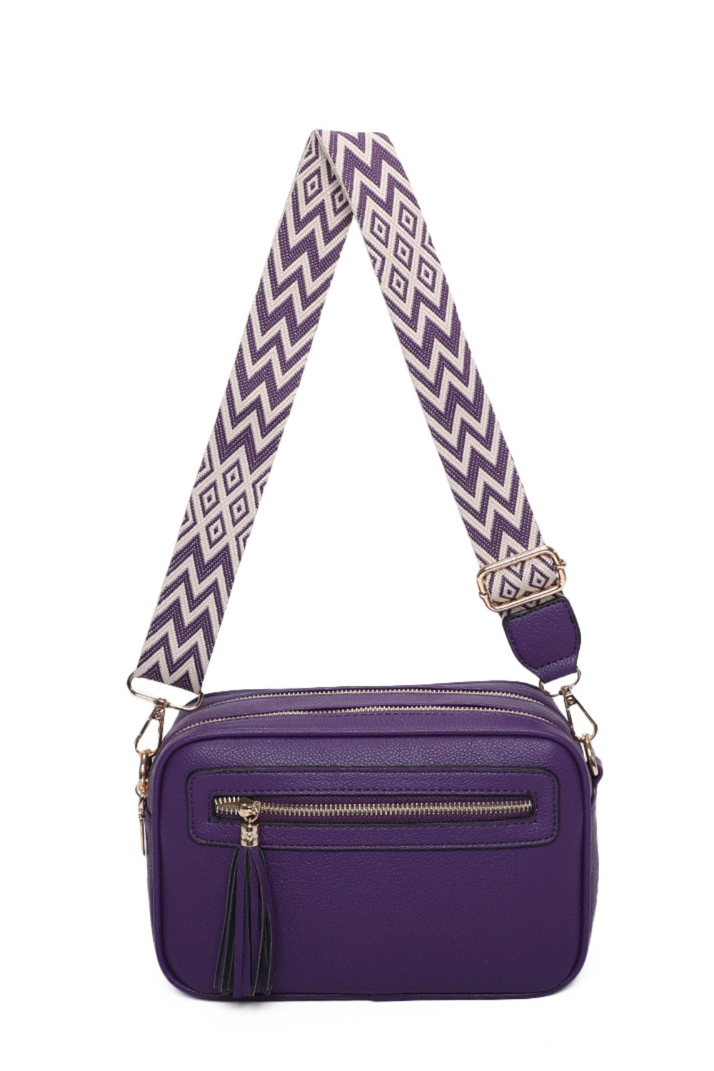 Tassol Zip Crossbody Bag with Canvas Strap