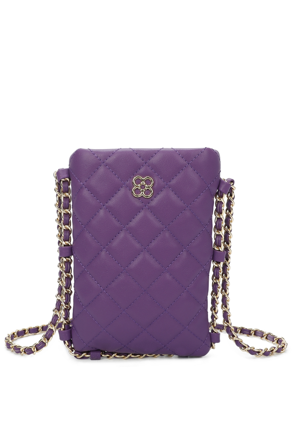 Clover Quilted Diamond Patterned Mini PU Leather Vertical Crossbody Bag