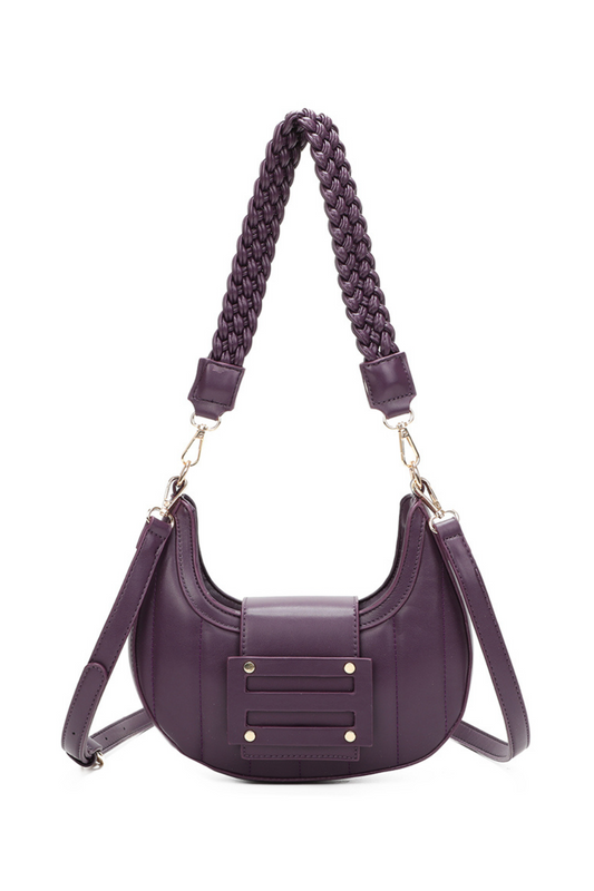 Lua Crescent Shaped PU Leather Shoulder Bag with Knotted Strap