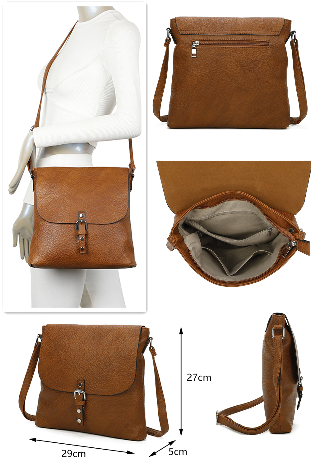 Howell PU Leather Crossbody Messenger Bag - RB220812