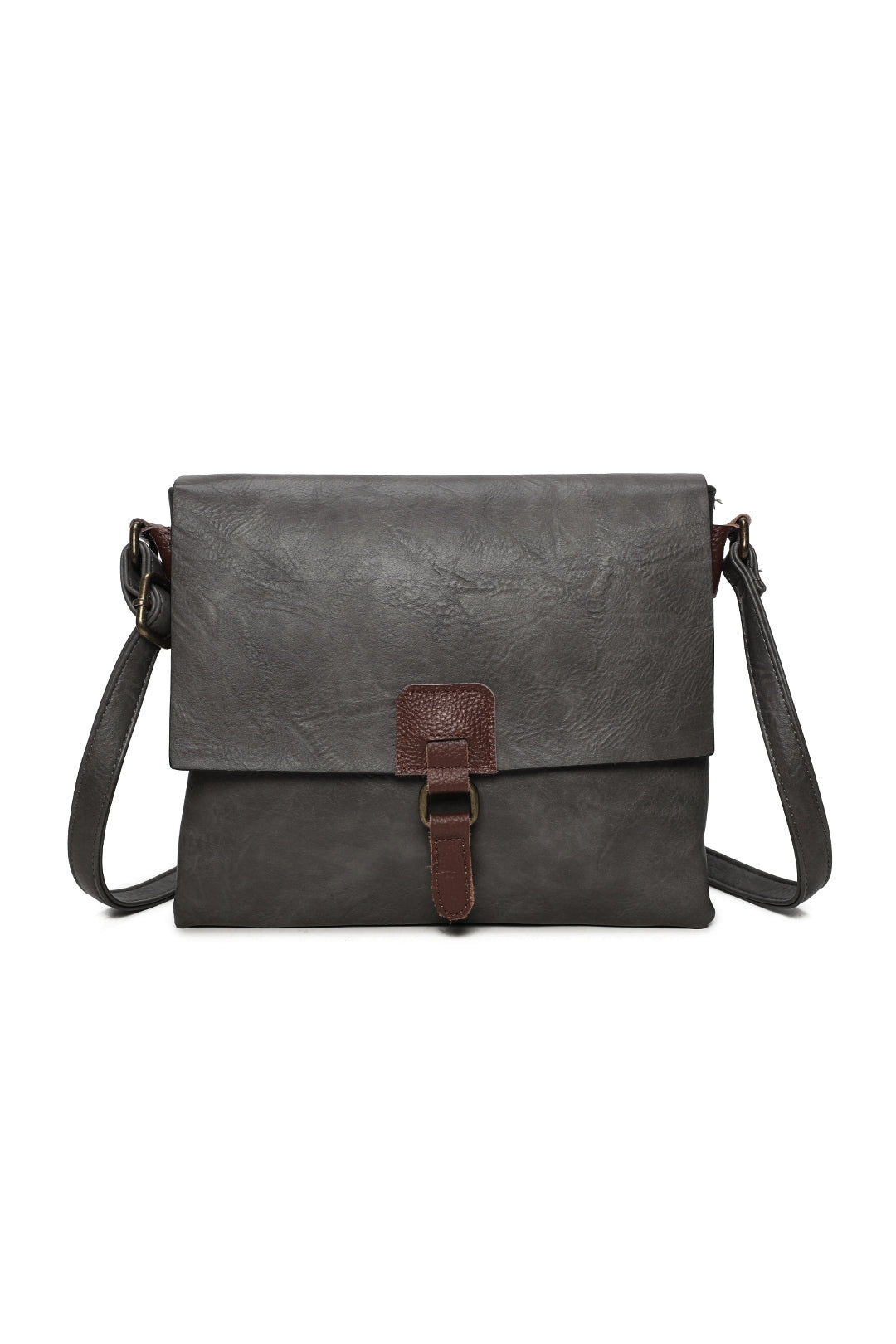 Sienna PU Leather Dual Compartment Crossbody Messenger Bag - RB241021