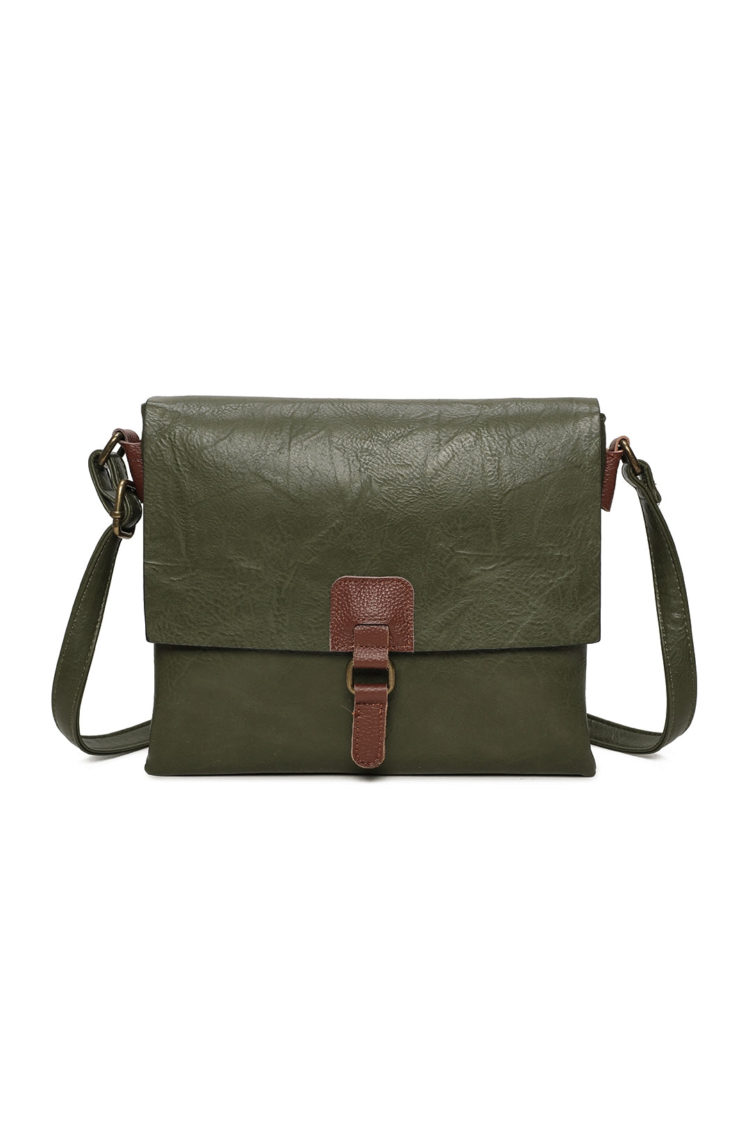 Sienna PU Leather Dual Compartment Crossbody Messenger Bag - RB241021