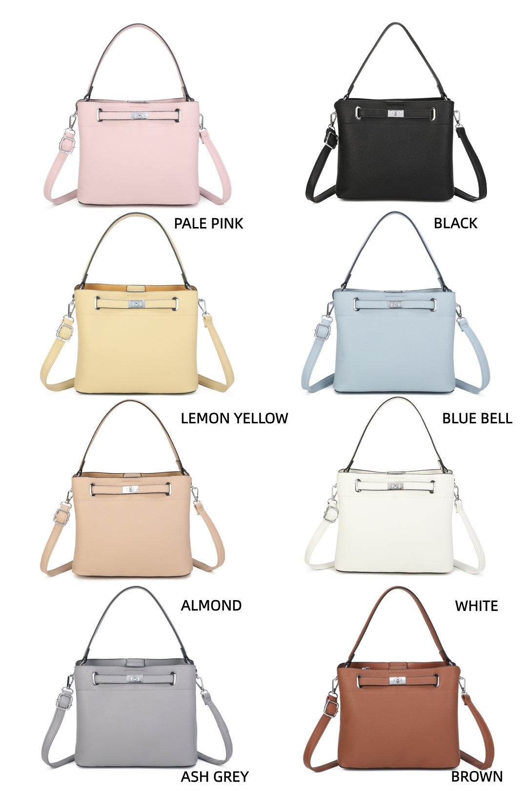 Enro Triple Compartments PU Leather Top Handle Bag With A Lock - RB250953