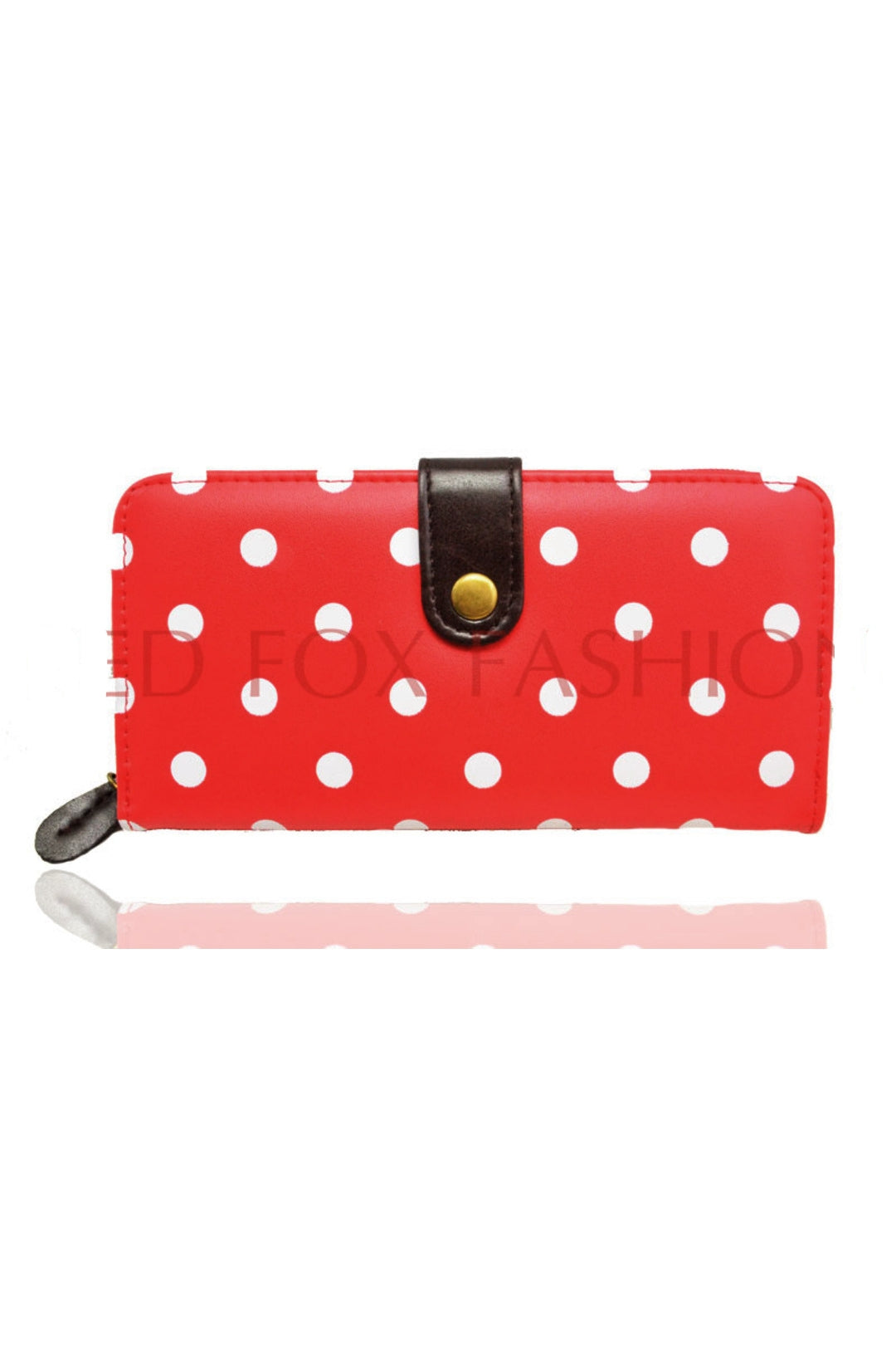 Polka Dot PU Leather Purse With Metal Button - K2 - PUS
