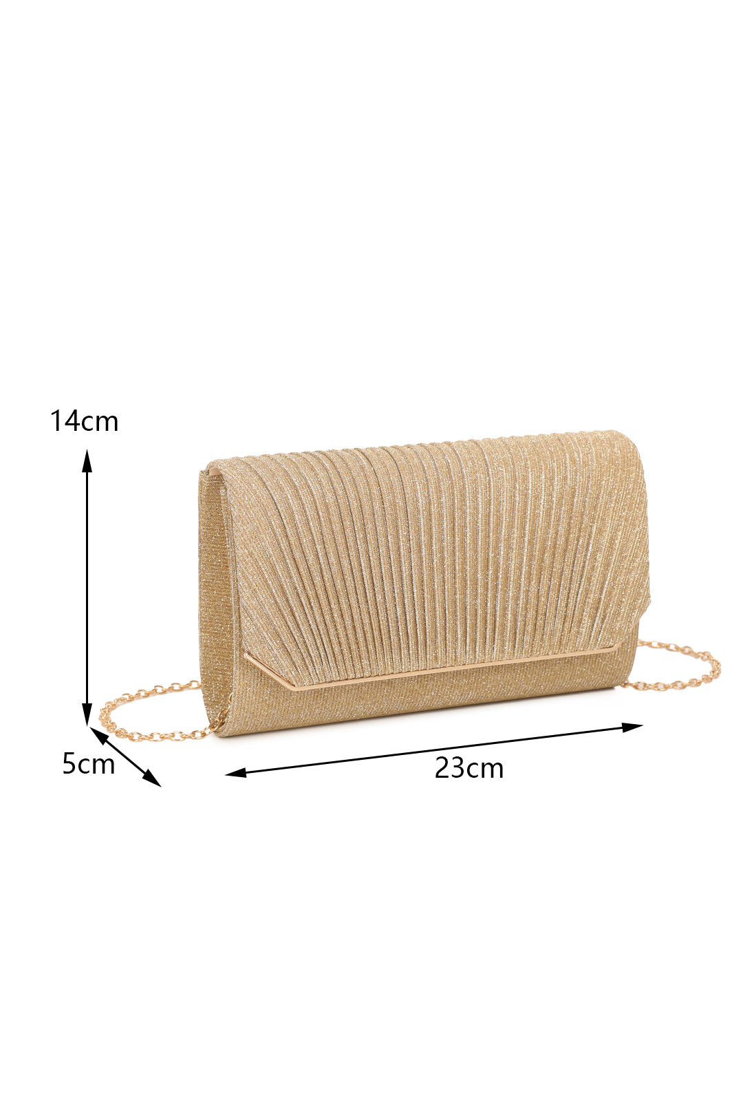Celinea Glittering Trim Pleated Crossbody Bag With A Metal Chain - RH312