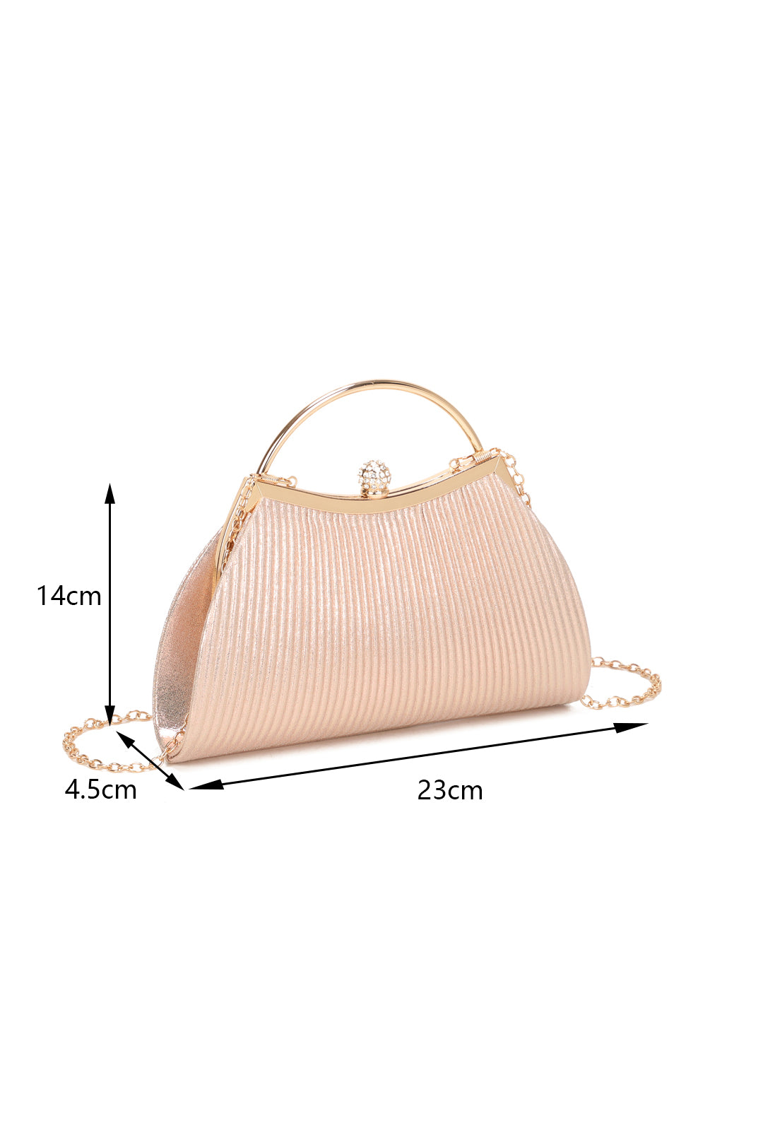 Orellis Pleated Satin Glittering Top Handle Evening Clutch Bag - RZ2515