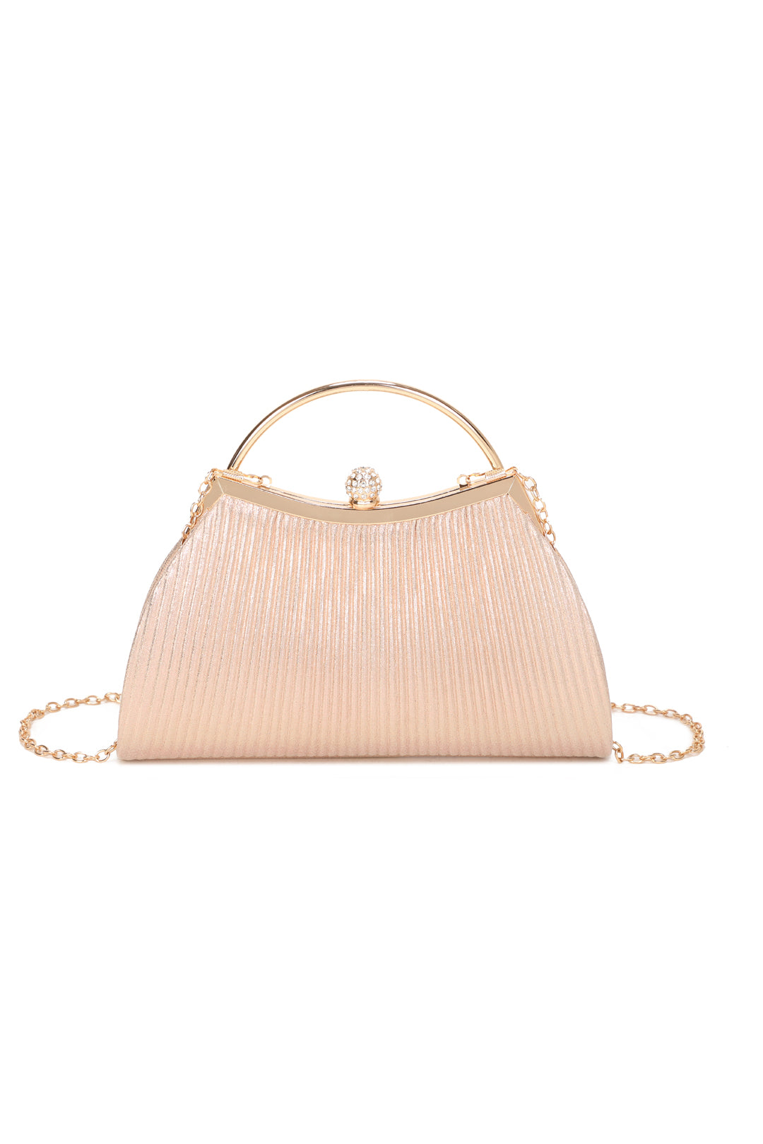Orellis Pleated Satin Glittering Top Handle Evening Clutch Bag - RZ2515