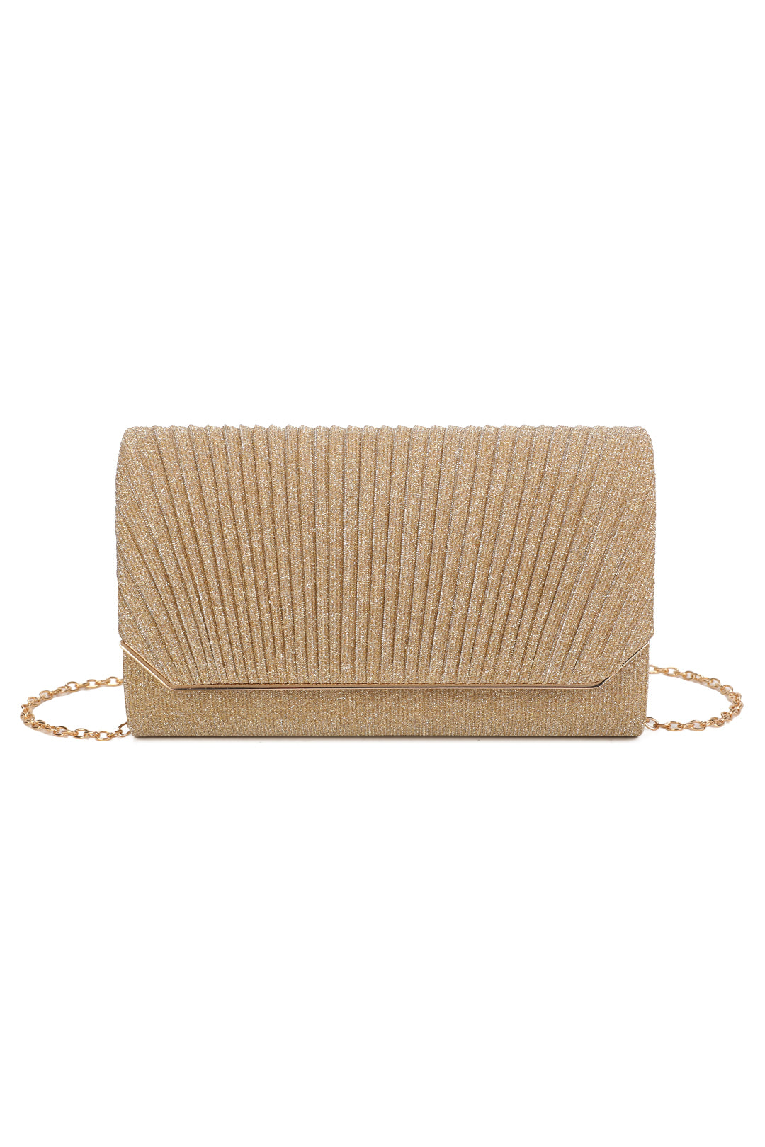 Celinea Glittering Trim Pleated Crossbody Bag With A Metal Chain - RH312