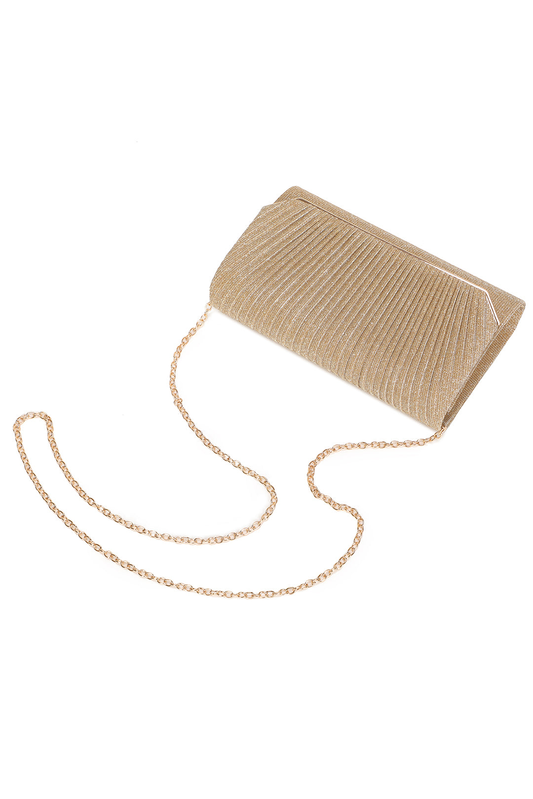 Celinea Glittering Trim Pleated Crossbody Bag With A Metal Chain - RH312