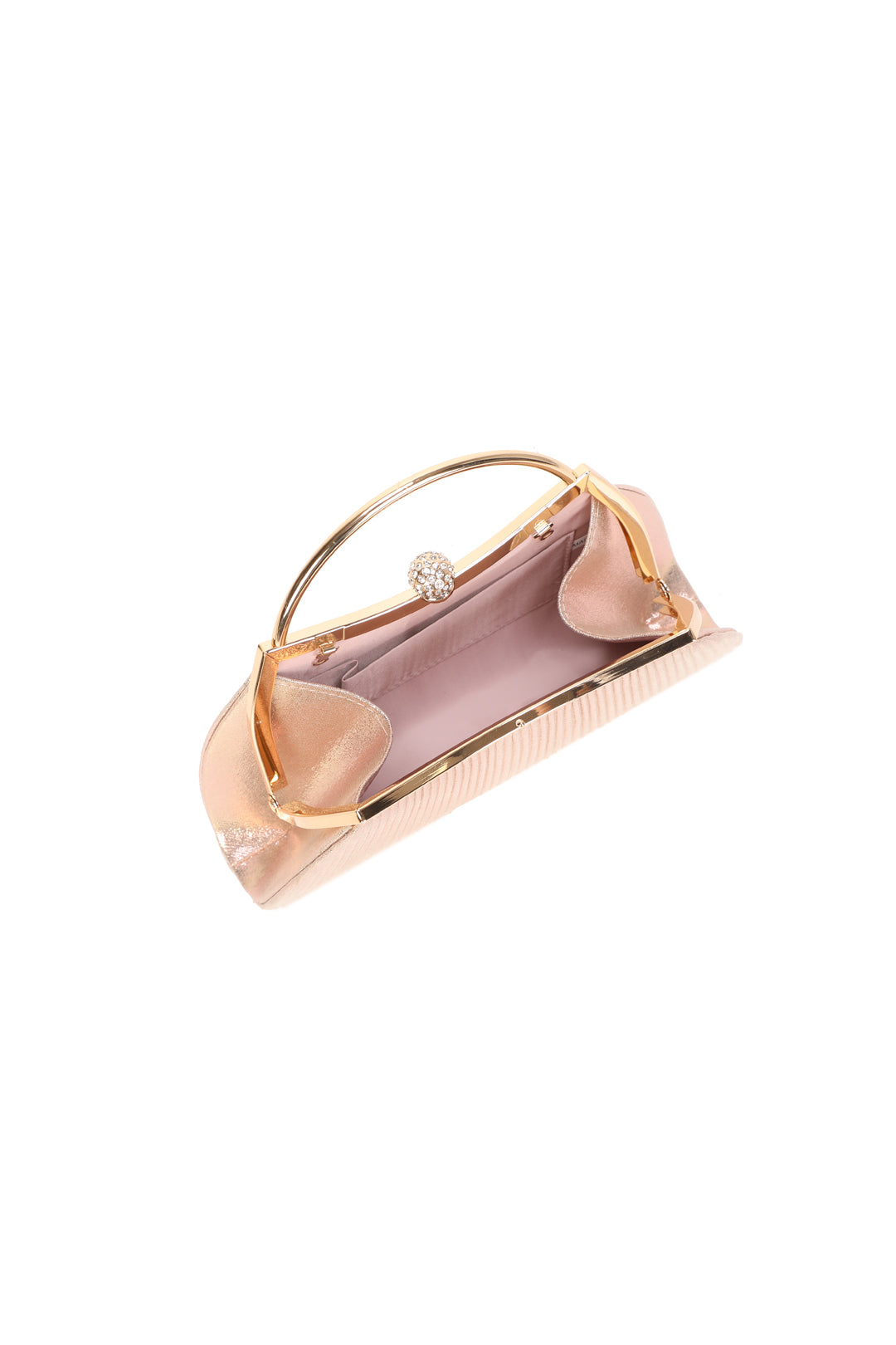 Orellis Pleated Satin Glittering Top Handle Evening Clutch Bag - RZ2515