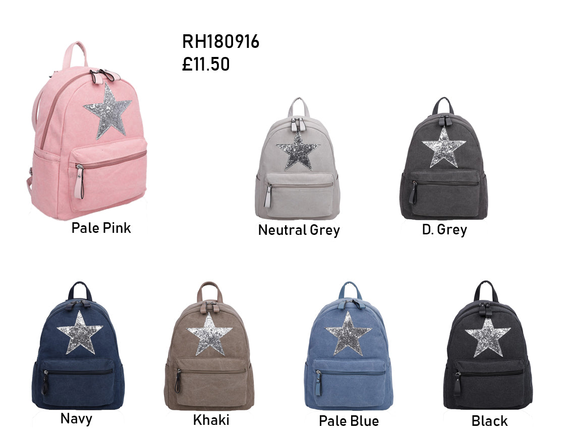 Sparkle Star Canvas Backpack x Rucksack - RH180816