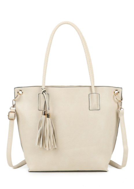 Reid Dual Tassel PU Leather Shoulder Tote Bag (RO22052)