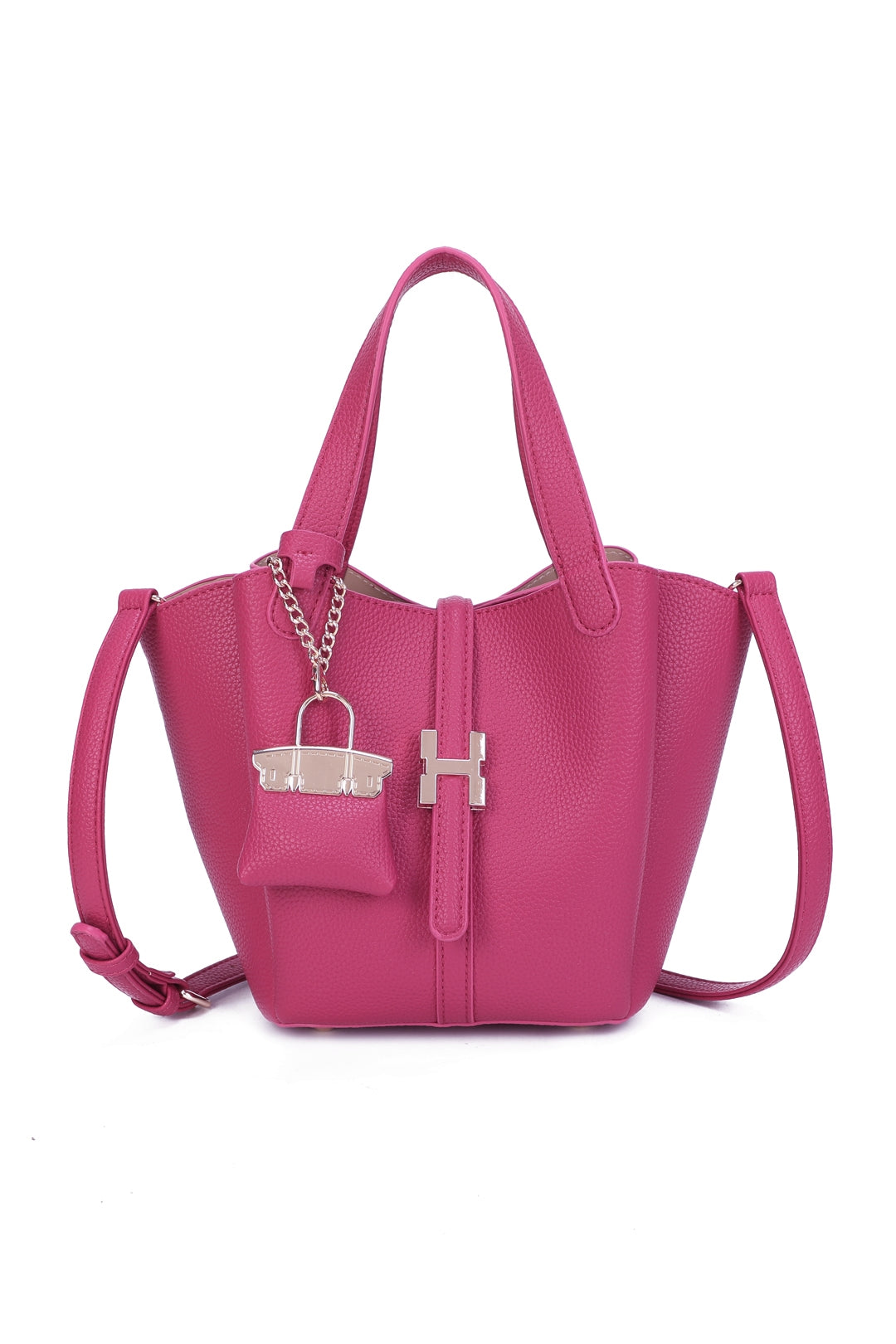 Cyrisse PU Leather Bucket Bag With A Mini Bag Charm - RG51003
