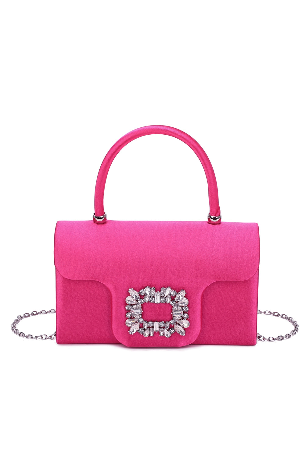 Starlit Satin Top Handle Clutch Bag With Diamond Decoration - RZ2531