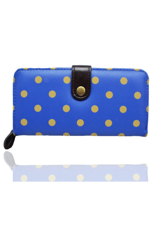 Polka Dot PU Leather Purse With Metal Button - K2 - PUS
