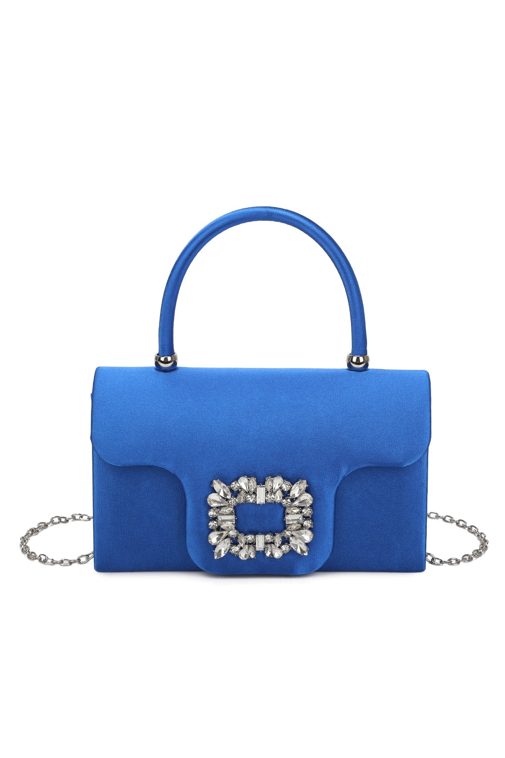 Starlit Satin Top Handle Clutch Bag With Diamond Decoration - RZ2531