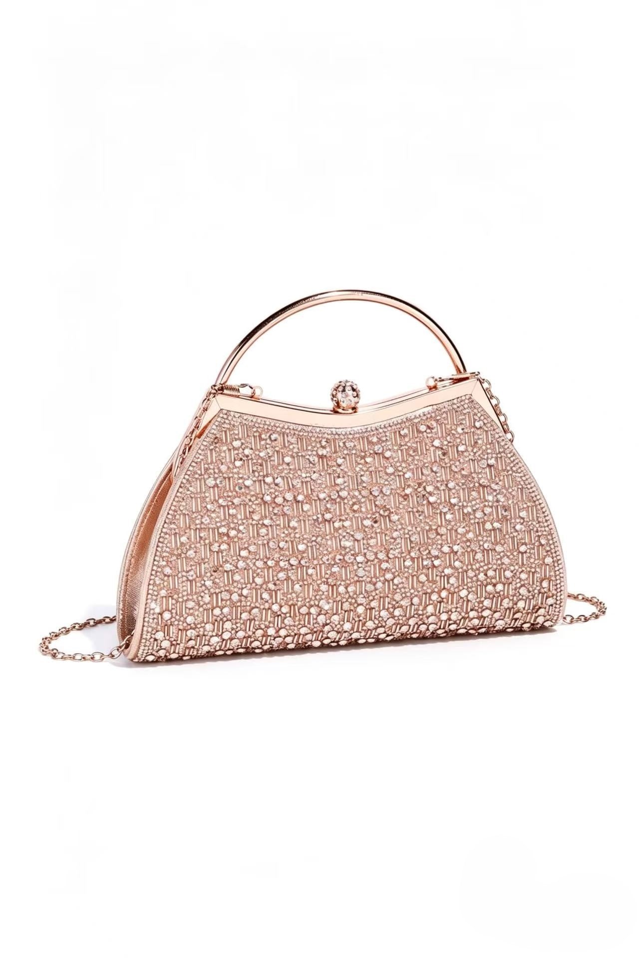 Cassia Pleated Glittering Top Handle Evening Clutch Bag - RX2626