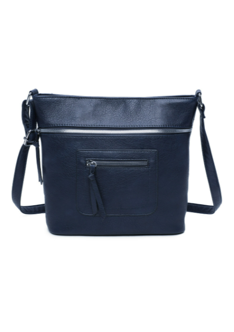 Iki Quadruple Zips PU Leather Crossbody Messenger Bag with Canvas Strap (RY230951)